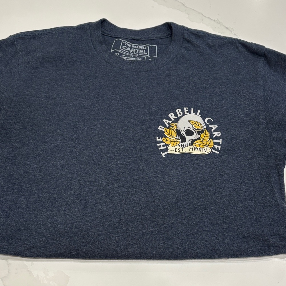 Unisex Barbell Cartel Phoenix Tee - Small Skull Graphic Tee - Navy